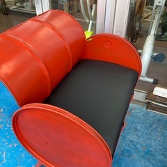 【希少】ドラム缶　ベンチ　赤の画像