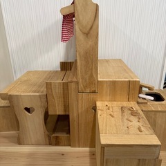 木製おままごとキッチンセット（デスク・お店屋さん・収納としても）の画像