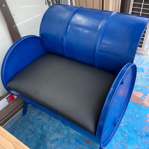 【希少】ドラム缶ベンチ　青