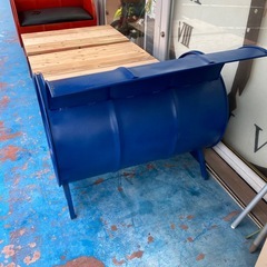 【希少】ドラム缶ベンチ　青の画像