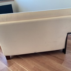 カリモク家具 2人掛けソファ 白スエード の画像