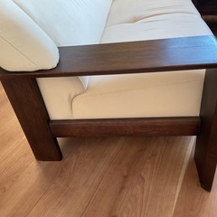 カリモク家具 2人掛けソファ 白スエード の画像