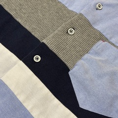 ボーダーデザイン ブルー　長袖シャツの画像