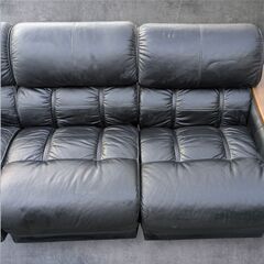 カリモク家具 ソファ 応接セット セパレート黒革の画像