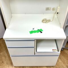 ★SALE!! 大特価品!! ☆江別市『かいとるどう』★NITORI ニトリ 食器棚 キッチンボード VICKY-80KB ホワイト 幅80cmの画像