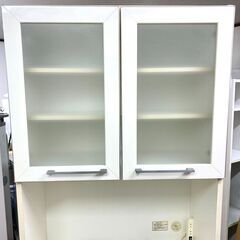 ★SALE!! 大特価品!! ☆江別市『かいとるどう』★NITORI ニトリ 食器棚 キッチンボード VICKY-80KB ホワイト 幅80cmの画像