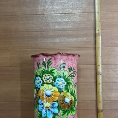 陶器】花柄 傘立ての画像