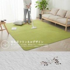 【急募‼️】ホットカーペット対応 洗えるラグ ★185×185cm 約2畳★抗菌 防臭 滑り止め オールシーズン 床保護マット★グリーンの画像