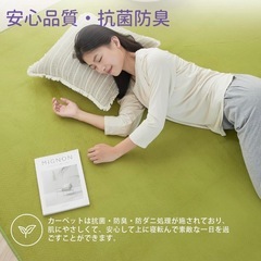 【急募‼️】ホットカーペット対応 洗えるラグ ★185×185cm 約2畳★抗菌 防臭 滑り止め オールシーズン 床保護マット★グリーンの画像