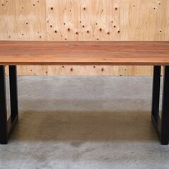 ≪yt2115ジ≫ MasterWal/マスターウォール ダイニングテーブル WILDWOOD/ワイルドウッド T26 W1600 無垢材/スチール脚/幅160cm/奥行90cm/中古家具/リユースストレージ仙台 071219-03の画像