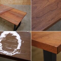 ≪yt2115ジ≫ MasterWal/マスターウォール ダイニングテーブル WILDWOOD/ワイルドウッド T26 W1600 無垢材/スチール脚/幅160cm/奥行90cm/中古家具/リユースストレージ仙台 071219-03の画像