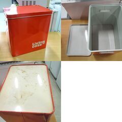 ぶんぶく Living case スチール缶 収納BOX 2個セット 持ち手付き レッド リビングケース インテリア 札幌市 新道東店の画像