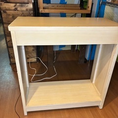 木製 ハイテーブル アンティーク風 
引き出し2杯 ハンガーポール付 店舗什器の画像