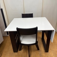 ジモティー特別価格🉐 N1234★バタフライ式ダイニング3点セット★テーブル★幅940mmの画像