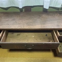 レトロ テーブル 文机 勉強机 古民家　テレビ台 花台 【サイズ】約88×38.5高さ33cmの画像