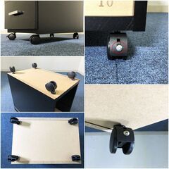 2段キャビネット ブラックモダンスタイル 日本製 ローワゴン 引出し2杯・キャスター付き完成品の画像