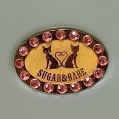 【22日17時お取引】美品定価16000円コンセント差し込み口付きMサイズSUGAR&BABEシュガー＆ベイブ猫デザインモチーフの鍵付きスーツ、キャリーバッグ、ケース　旅行や出張にの画像