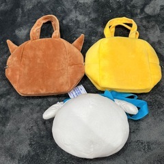 【お話中】ピカチュウ、イーブイの手提げカバンとシロのショルダーバッグの画像