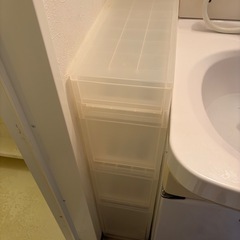 無印良品 ポリプロピレン 収納ストッカー キャスター付 キッチン ランドリー 約幅１８×奥行４０×高さ８３ｃｍの画像