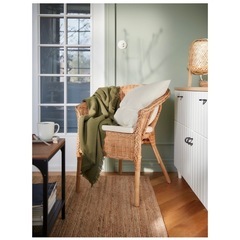 【希少品】IKEA ラタン 2脚セット 椅子  クッション付き アーゲン AGENの画像