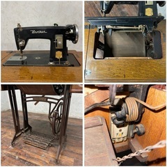 ww5/71 brother ブラザー 足踏みミシン 木製 台付き 鉄脚 アンティーク ヴィンテージ 昭和レトロ 古い ミシン ミシン台 ★直接引取歓迎◎の画像