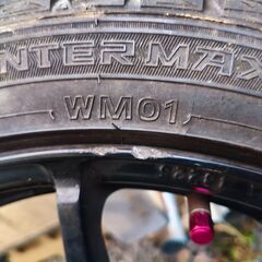 中古 スタッドレスタイヤ+アルミホイール4組 ダンロップ 195/45R16 チェーン付 フィアット アバルト595用の画像