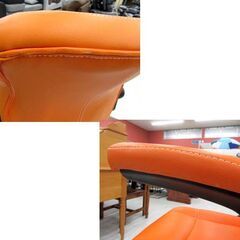 使用感あり デスクチェア 高さ86～94cm オレンジ系 合皮 昇降式 肘付き 跳ね上げ式アームレスト OAチェア オフィスチェア 椅子 イス いす 苫小牧西店の画像