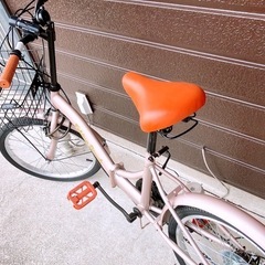 新品未使用 自転車  折りたたみ自転車  ピンク自転車の画像