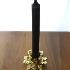 ビンテージ花形黄銅製ろうそく立て・キャンドルホルダー・クリスマスの画像