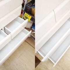 ニトリ 6段チェスト 引出し7杯 ホワイト 鏡面◆幅79.9㎝×奥行41.8㎝×高さ129㎝◆近隣配送無料 買取帝国 朝霞店の画像