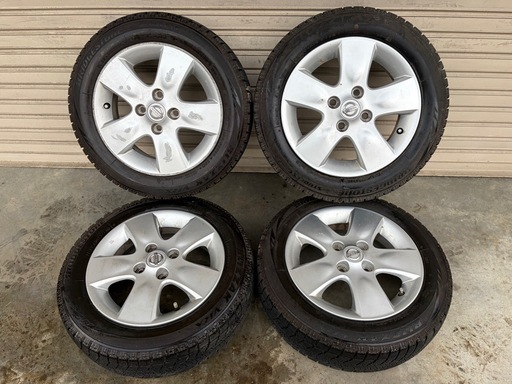 冬タイヤ14インチ★ 155/65R14 ★ コンパクトカー用アルミ付きブリヂストン製スタッドレス ★ バリ山! 深溝４本組 ★ ブリ
