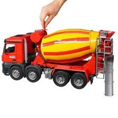 【ブルーダー】MB Arocs セメントミキサー車　メルセデスベンツ　ハーフパイプダンプトラック　タンクローリー　ミキサー車　ドイツ製の画像
