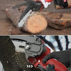 チェーンソー 充電式 電動 大容量バッテリー2個　搭載 チェーンソー 21Vの画像