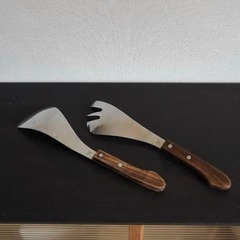 ビンテージサラダ用品のサービススプーンとフォークセット日本製の画像