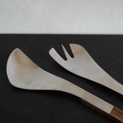 ビンテージサラダ用品のサービススプーンとフォークセット日本製の画像