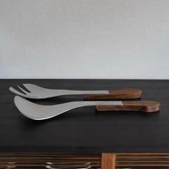 ビンテージサラダ用品のサービススプーンとフォークセット日本製の画像