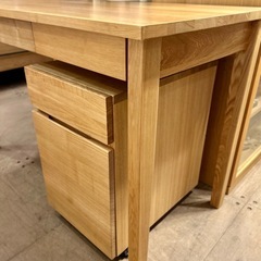 無印良品 MUJI オーク材　デスク ワゴン セット コンソールデスク テーブル 引き出し デスク ナチュラル 作業台 勉強 机 おしゃれ 無印 テーブル ワゴン　キャビネット　キャスター　袖　ソデの画像