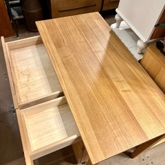 無印良品 MUJI オーク材　デスク ワゴン セット コンソールデスク テーブル 引き出し デスク ナチュラル 作業台 勉強 机 おしゃれ 無印 テーブル ワゴン　キャビネット　キャスター　袖　ソデの画像