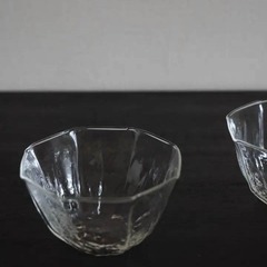 美しい八角形吹きガラスカップ・2個セットの画像