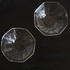 美しい八角形吹きガラスカップ・2個セットの画像