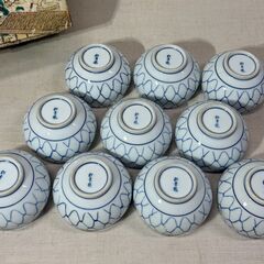 湯呑み10個セット 松青龍 陶器 網目模様 和食器 茶器の画像