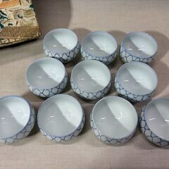 湯呑み10個セット 松青龍 陶器 網目模様 和食器 茶器の画像