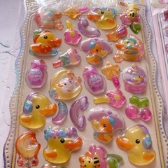 ぷくぷくステッカー2枚セット　あひる　うさぎ　いちごの画像