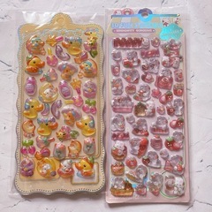 ぷくぷくステッカー2枚セット　あひる　うさぎ　いちごの画像