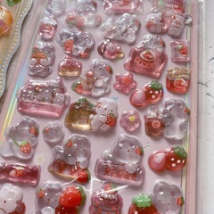 ぷくぷくステッカー2枚セット　あひる　うさぎ　いちごの画像