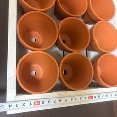 ★引き取り限定★ミニ植木鉢15個＋木製トレー③の画像
