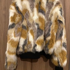 マルチカラー　ファージャケット　ファーコート　Sサイズの画像