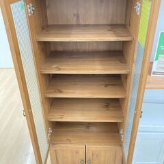 A-934【リユースのサカイ野々市店】ジモティ来店特価‼ 食器棚 木製 ライトブラウン クリーニング済みの画像