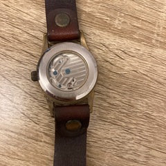 アンティーク風スケルトン自動巻き時計 レザー製バンドの画像