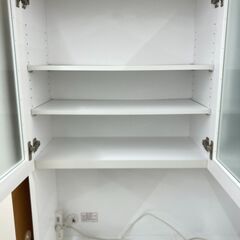 A-937【リユースのサカイ野々市店】ジモティ来店特価‼ 食器棚 木製 ホワイト クリーニング済みの画像